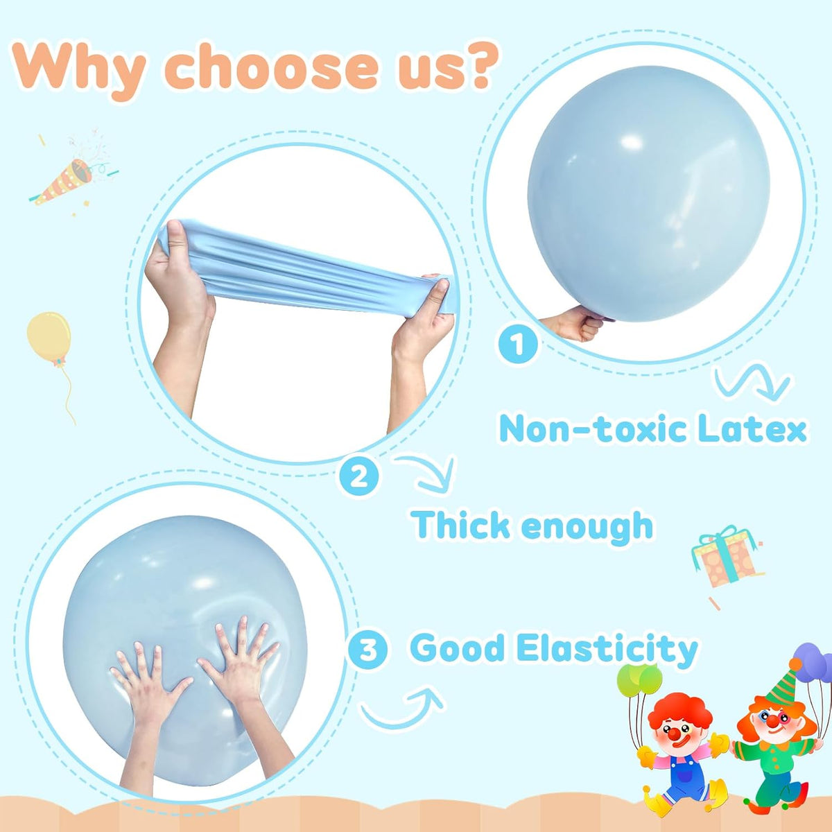 Giant Balloons 36 inch, 4pcs Jumbo Large Latex Pastel Blue Balloons for Birthday Baby Shower Party