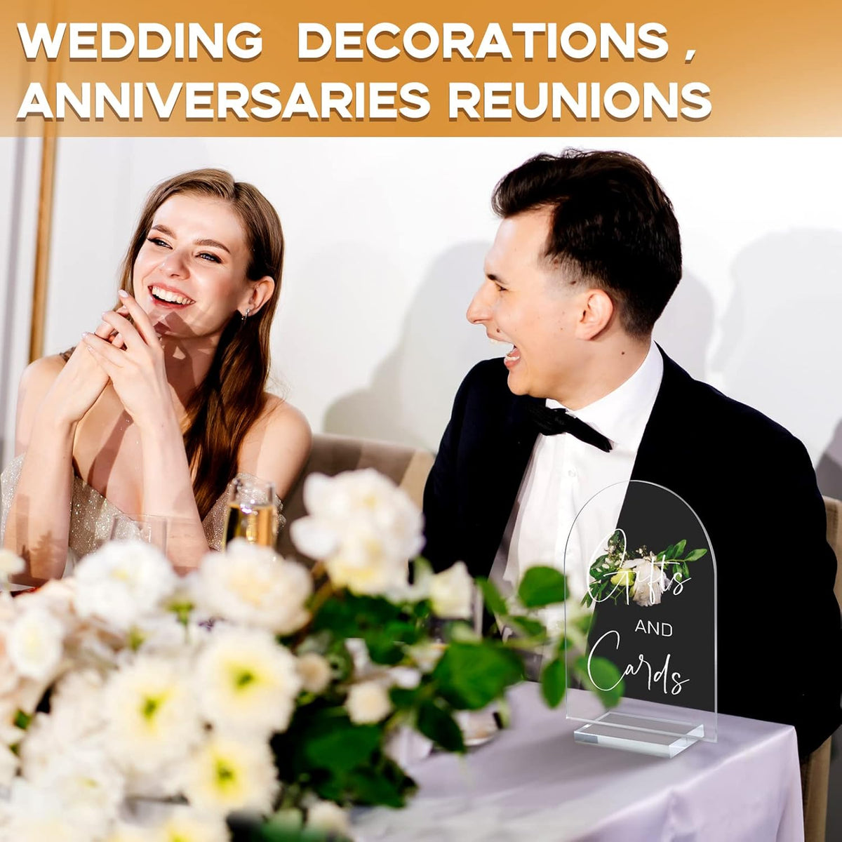 Chunful 4 Pcs Clear Acrylic Wedding Sign with Stand for Ceremony Reception 5 x 7 Guest Book Cards