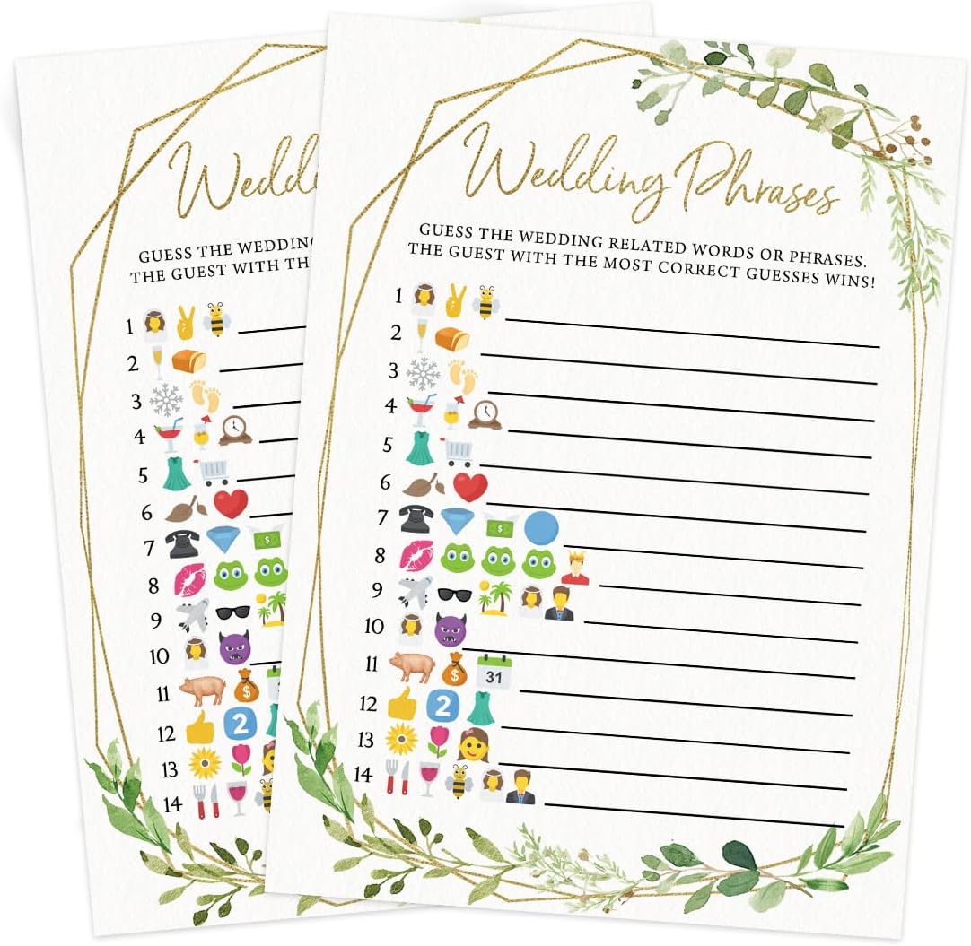 Printed Party Bridal Shower Games – Wedding Phrase Guessing Game, Fun Wedding Shower Activity