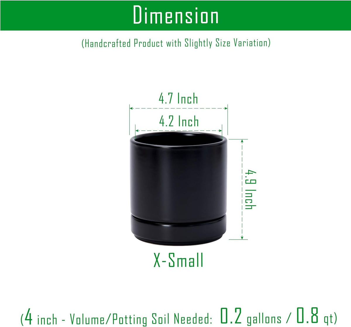 D'vine Dev Set of 4 Small Ceramic Plant Pots, 4.7 Inch Succulent Planter Pot for Plants with