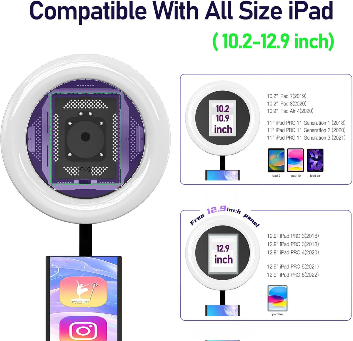 MWE Portable Photo Booth Machine Stand Compatible with Any Ipad with Software APP and Remote