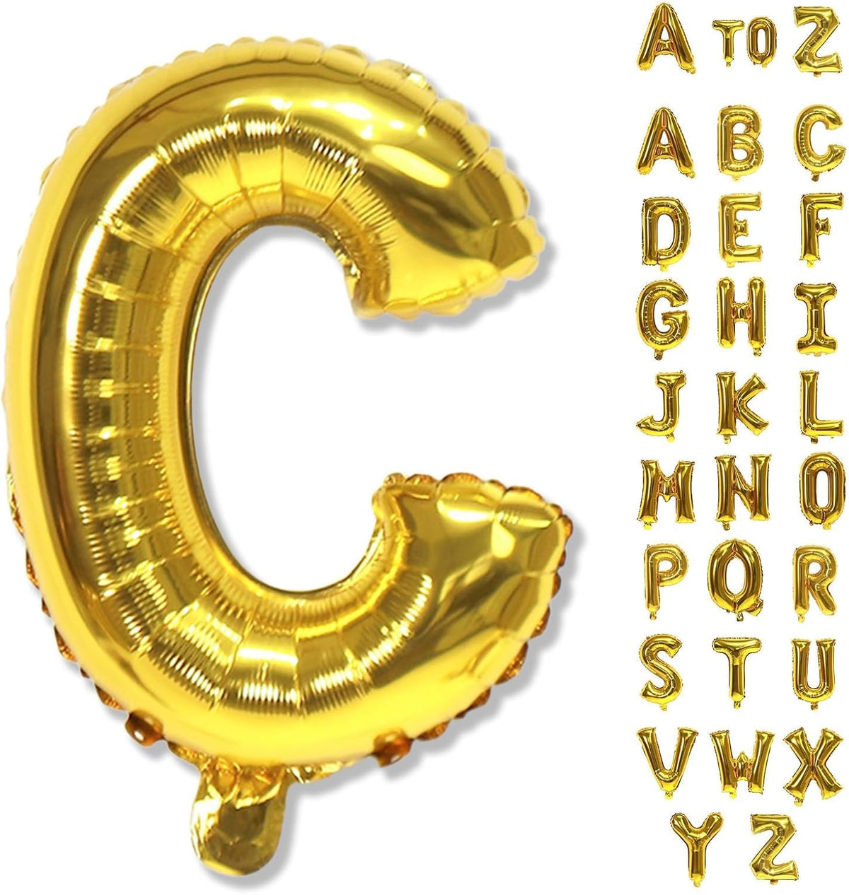 Giant C Alphabet Name Balloon, Gold Self Inflating Custom Letter Balloons Birthday Decor, 40 Inch