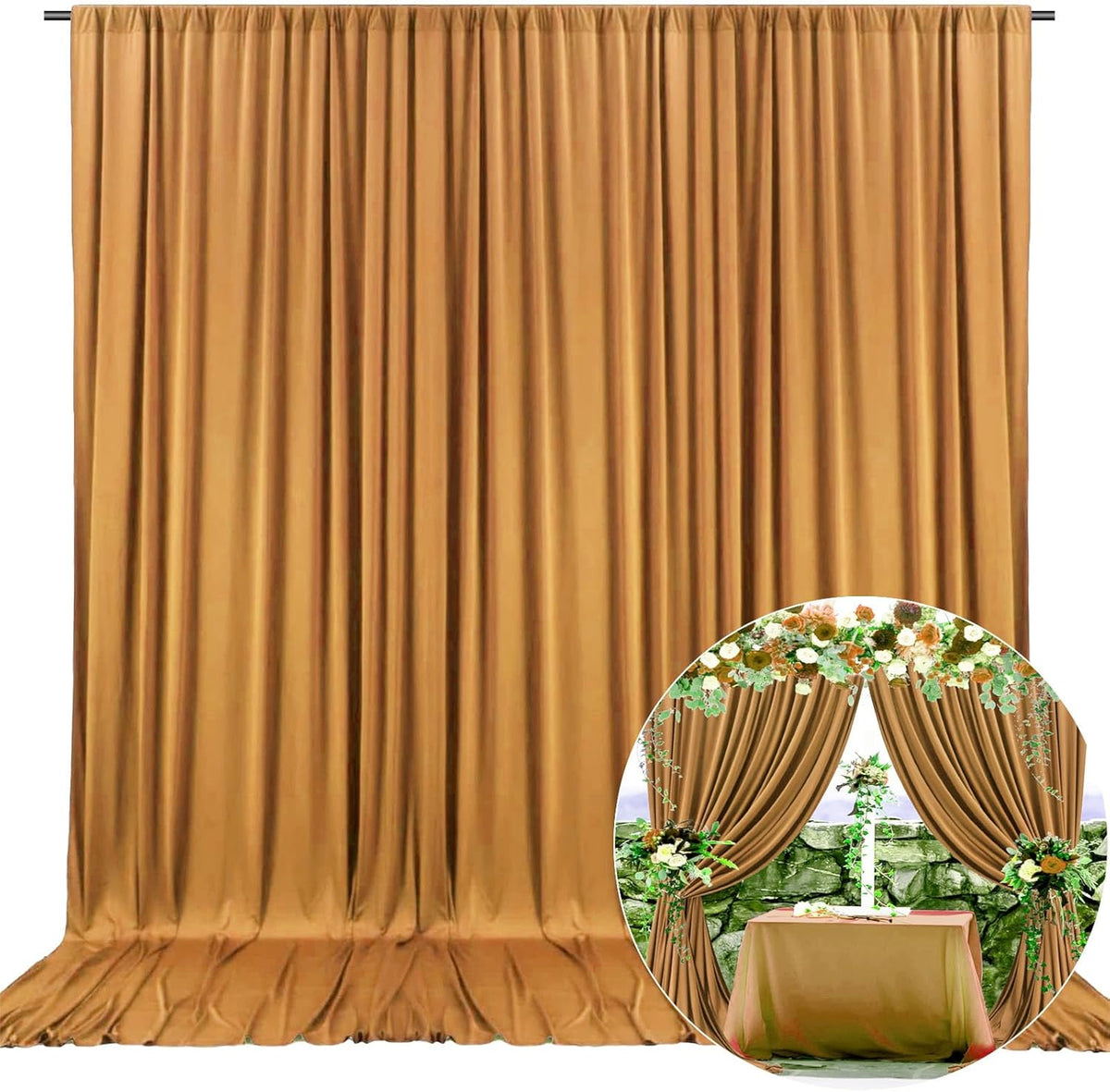 10 x 10 Feet Brown Backdrop Curtain for Partie, Background Curtains for Photoshoot, Birthday