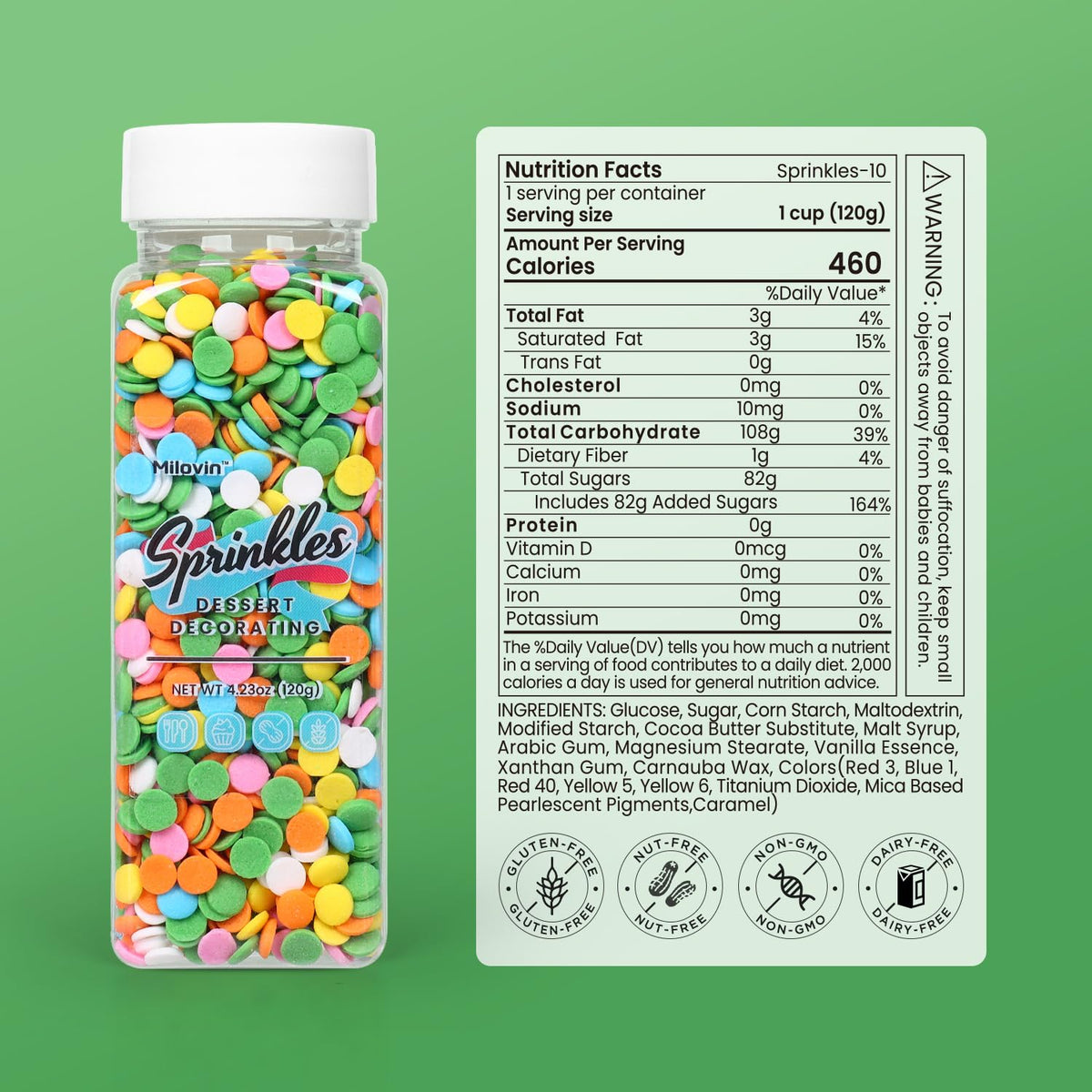Edible Spring Confetti Sprinkles, Rainbow Sprinkles for Cake Decorating, Funfetti Sprinkles, Round