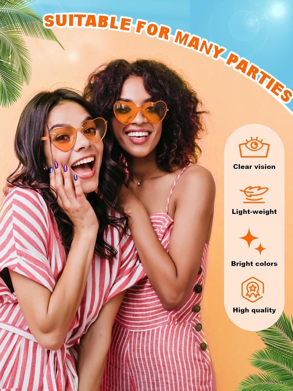 12 Pairs Heart Shaped Sunglasses for Women Colorful Glasses Fun Trendy Transparent Heart Sunglasses