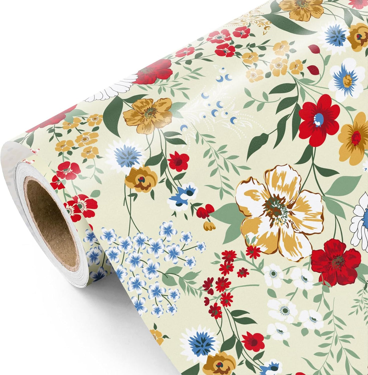 WRAPAHOLIC Floral Wrapping Paper Roll - Mini Roll - 17 Inch x 9.8 Feet - Wild Flower Wrapping