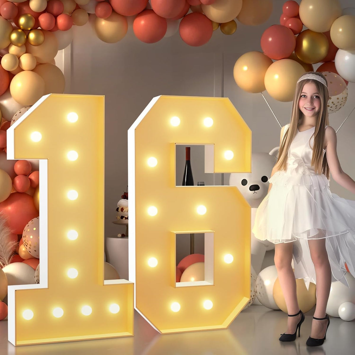 imprsv 4FT Marquee Numbers 16th Birthday Decorations for Girls Boys, Large Light Up Numbers 16th