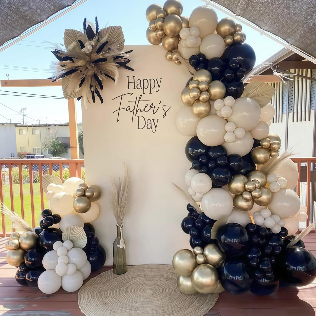 Black White Gold Balloons, 12 Inch 35PCS Black and White Balloon with Metallic Gold Confetti