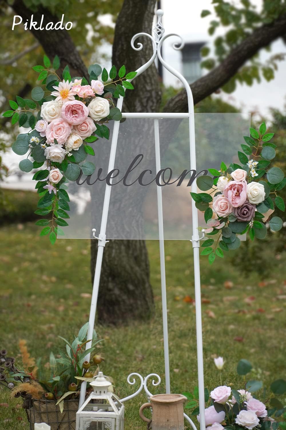 Faux Flower Swag Set of 2 for Wedding Welcome Signs Floral Swag Wedding Reception Ceremony Signs
