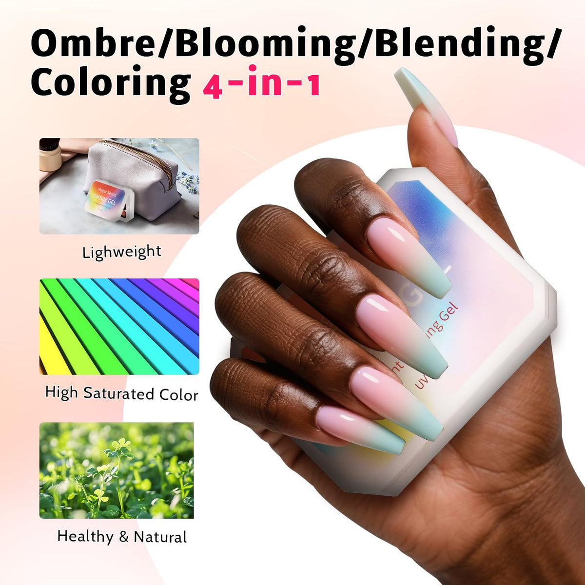 Sponge Pat Paint Nail Gel, Ombre Nails Gradient Gel Nail Blush Blooming Aura Nails Drawing Stripper