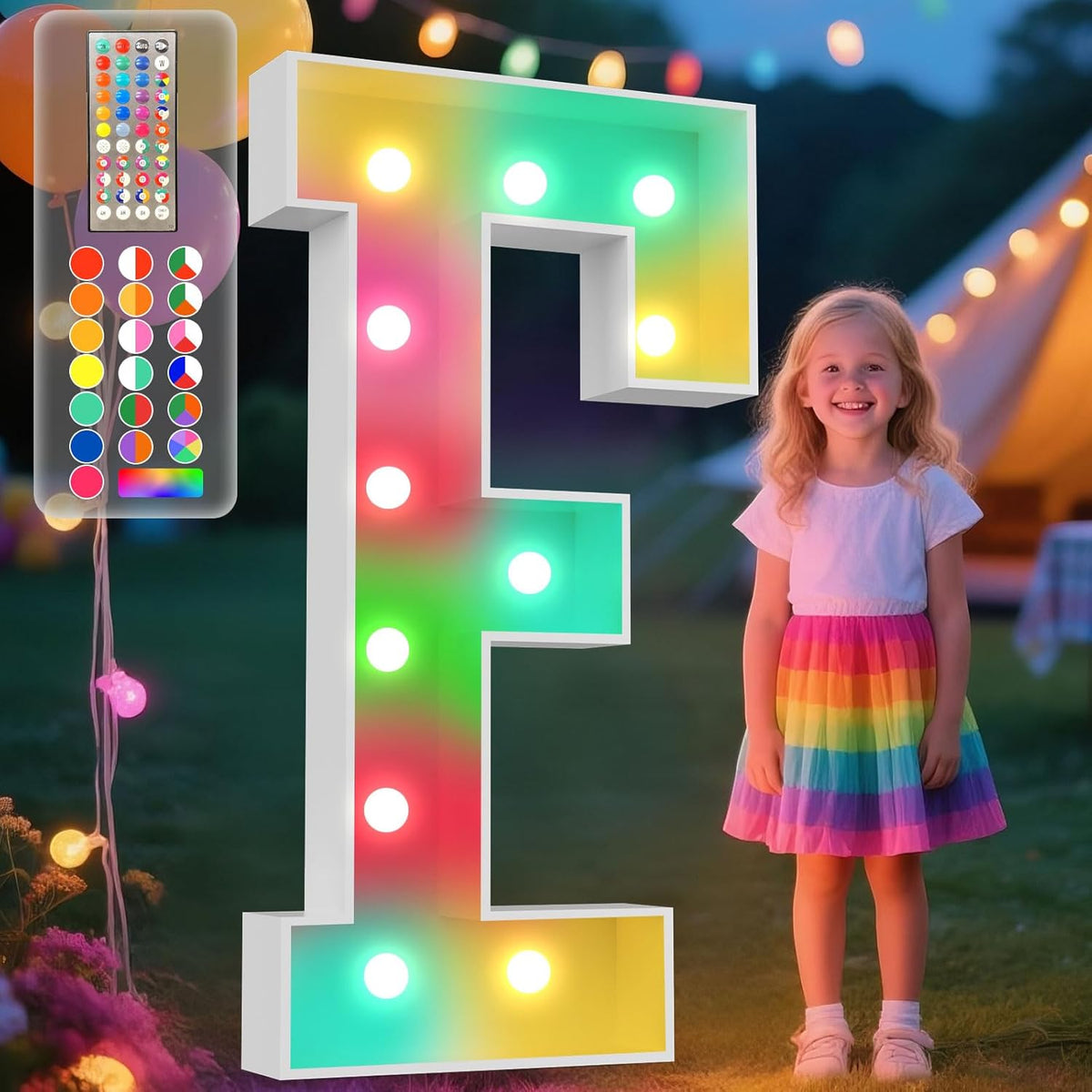 Ledido 4FT Marquee Light Up Letters, 34 Colors Changing Marquee Letter 4 Feet Tall with Remote, Big