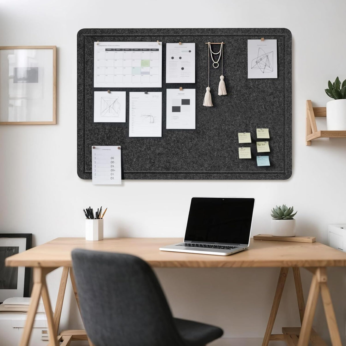 Bulletin Board, 36 x 24 inches Felt Board - Decorative Pin Board, Cork Board Alternative for Wall