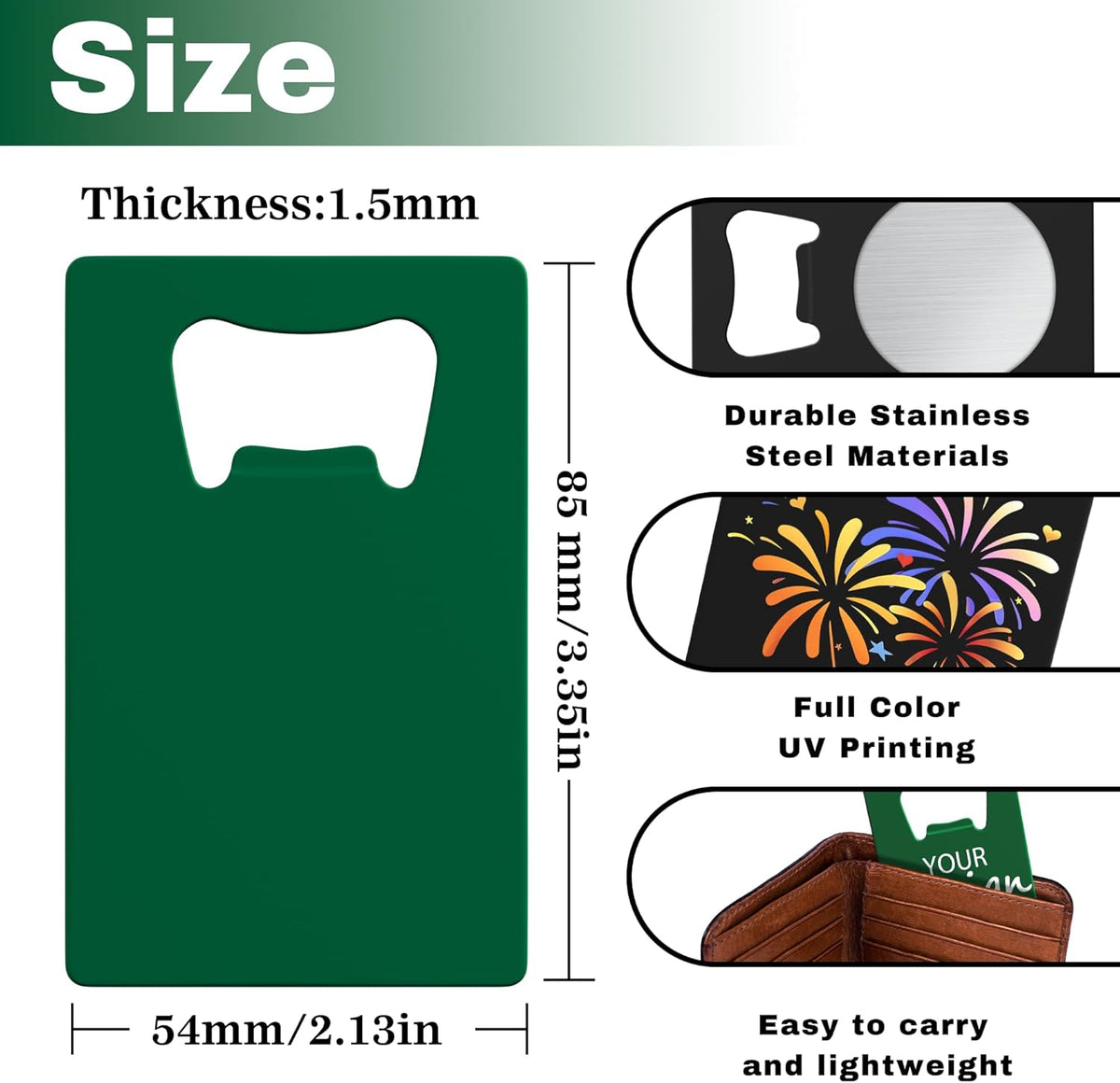 4-100 Pcs Personalized Bottle Opener, Custom Stainless Steel Credit Card Bottle Opener, Full Color