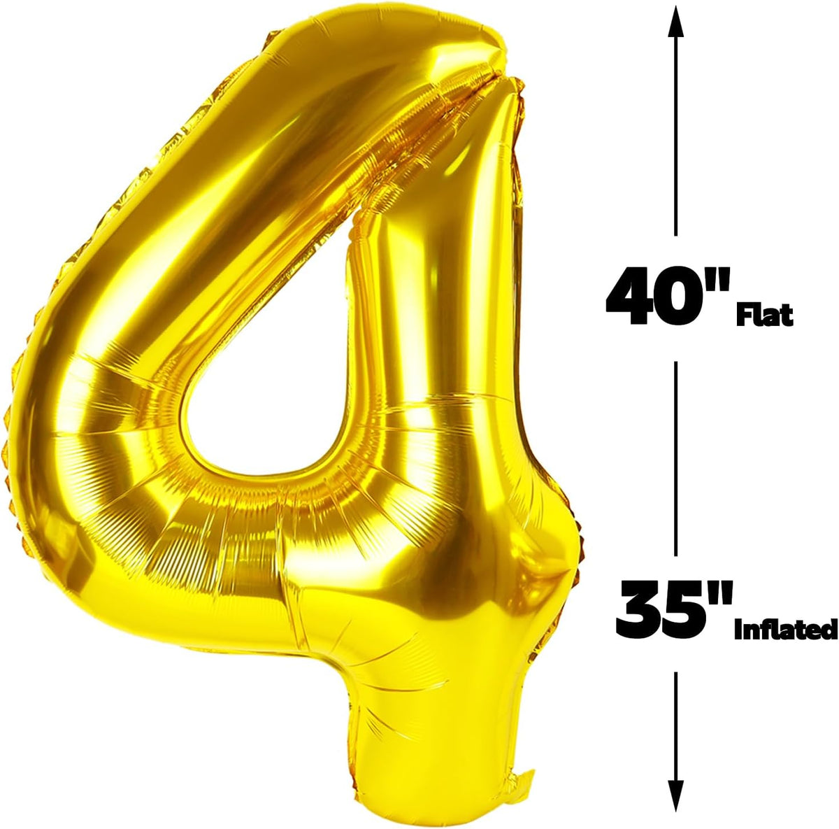 40 Inch Gold Large Number 4 Balloons, Giant Foil Number Four 14 24 34 40 44 Balloons, Gold Mylar