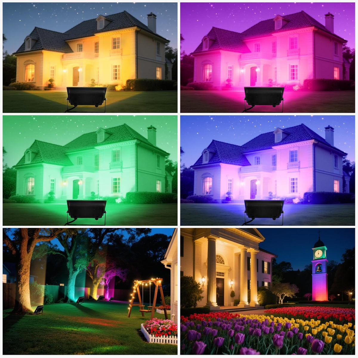 LED Flood Light Outdoor, 50W Color Changing RGB Flood Light, IP66 Waterproof Outdoor Landscape