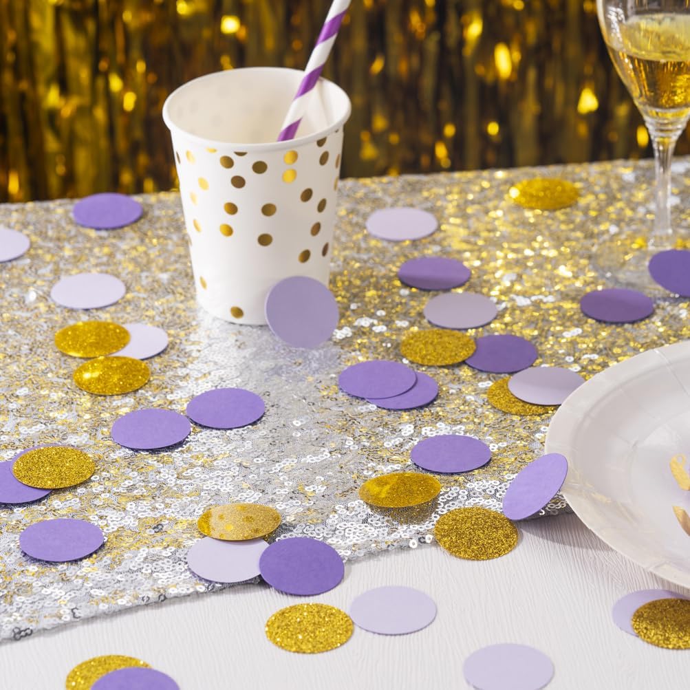 Gold and Purple Lavender Confetti Table Decoration for Wedding Birthday Bachelor Bachelorette