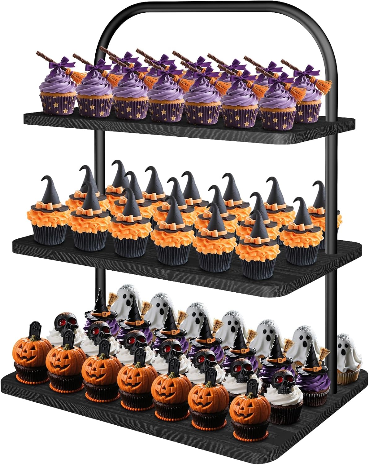 Cupcake Stand, 3 Tier Halloween Cupcake Stand for 50 Cupcakes Rustic Cupcake Display Stand Large