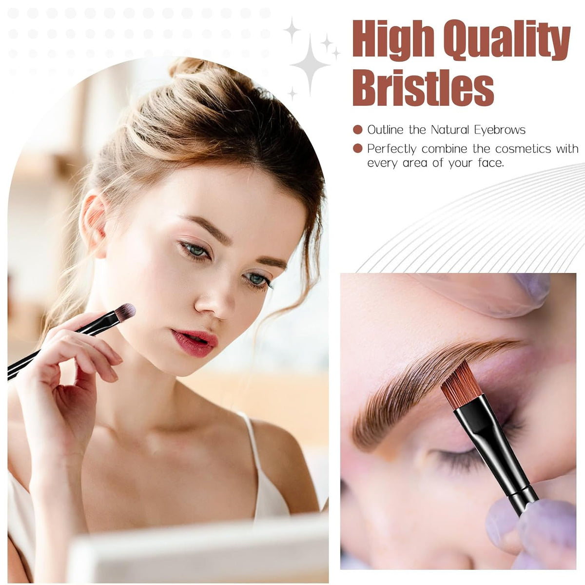 AUHOKY 250Pcs Disposable Eyebrow Brush Set,100 Angled/Round Eyebrow Brushes, 100 Lip Brushes, 50