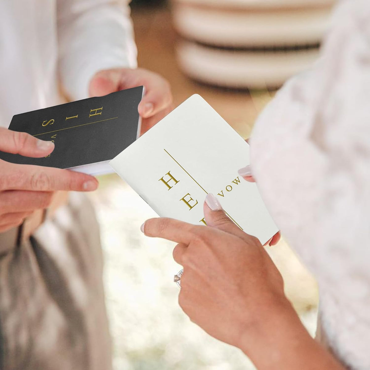 Vow Books His and Hers Soft Touch Gold Foil Engraving Vow Books Wedding Essentials Wedding