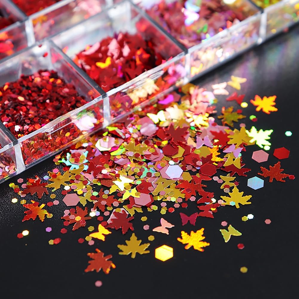 Maple Leaves Confetti,2000pcs Fall Leaves Party Table Decorations Scatter Foil Confetti for Autumn