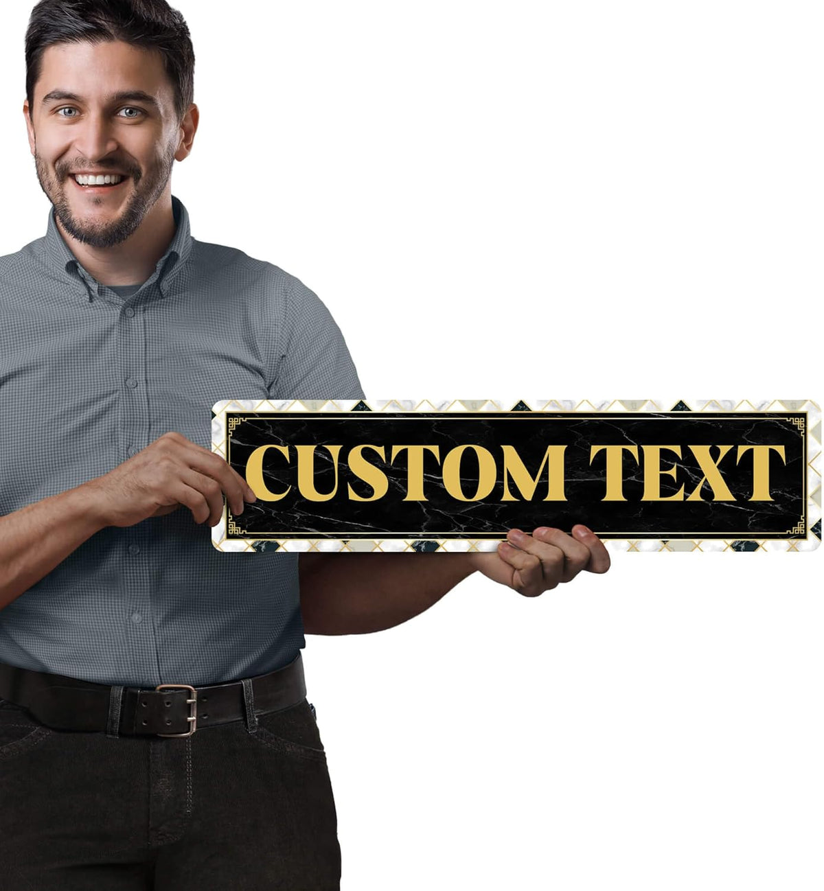 Custom Sign, Custom Street Sign, 11 Font Colors, 13 Font Styles, 4 Hole Options, 22 Sizes, 6x24