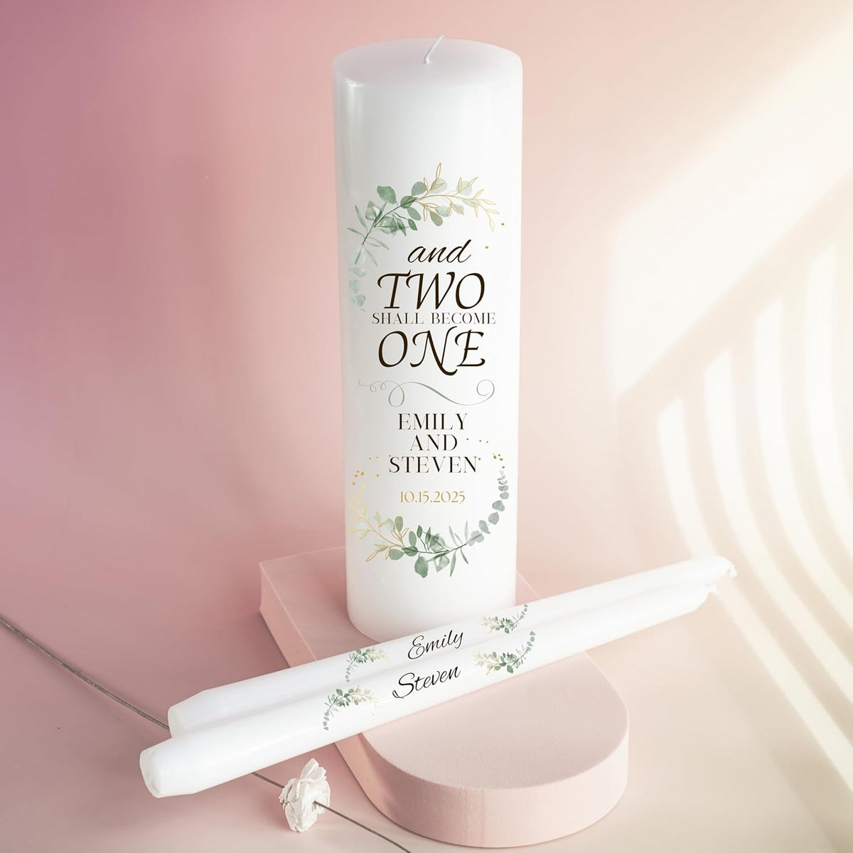 Unity Candles for Wedding, Modern Unity Set, Custom and Personalized Pillar and Taper Candles with