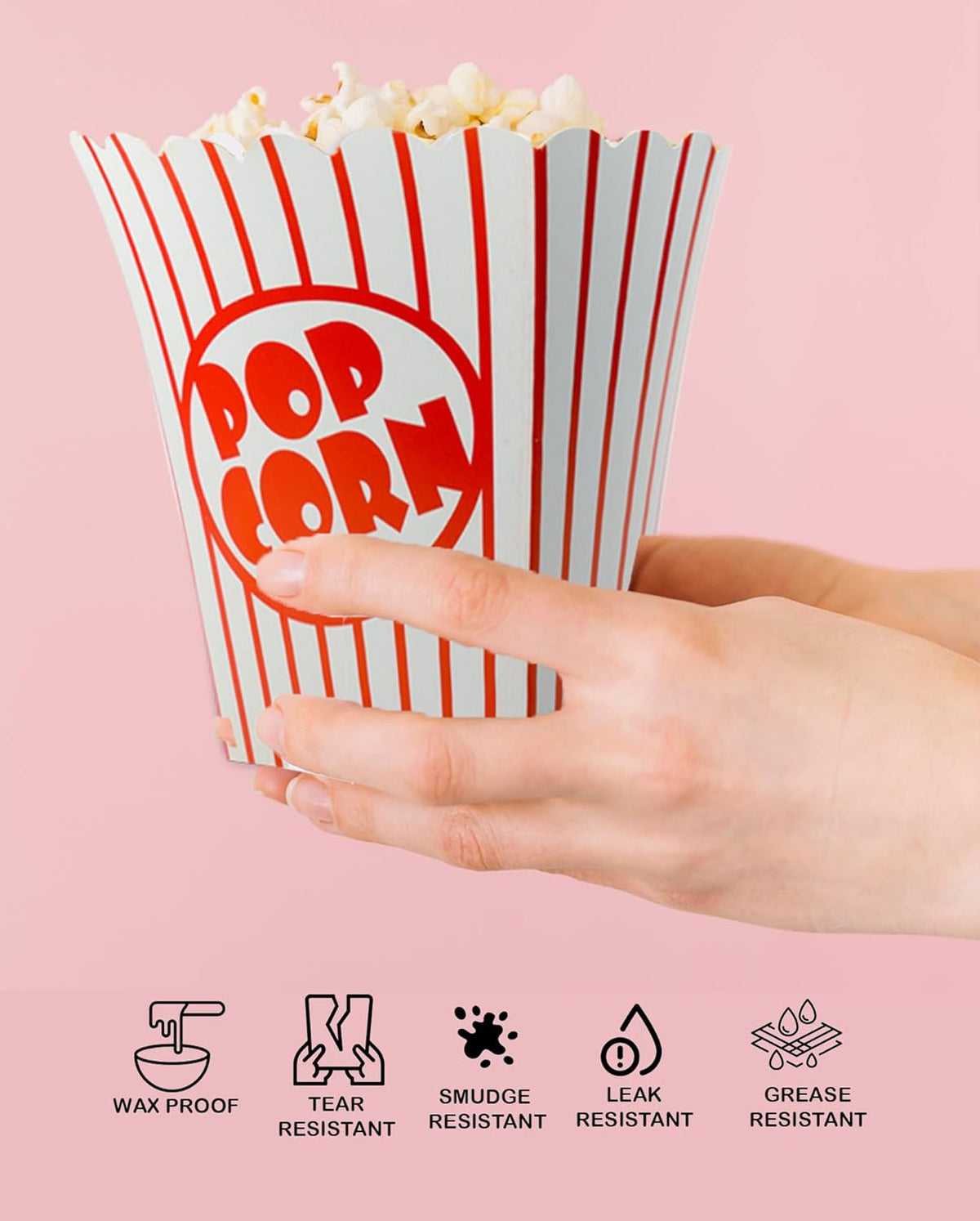 125 Pack Popcorn Boxes Movie Night Popcorn Bags for Party Red and White Popcorn Bags for Popcorn