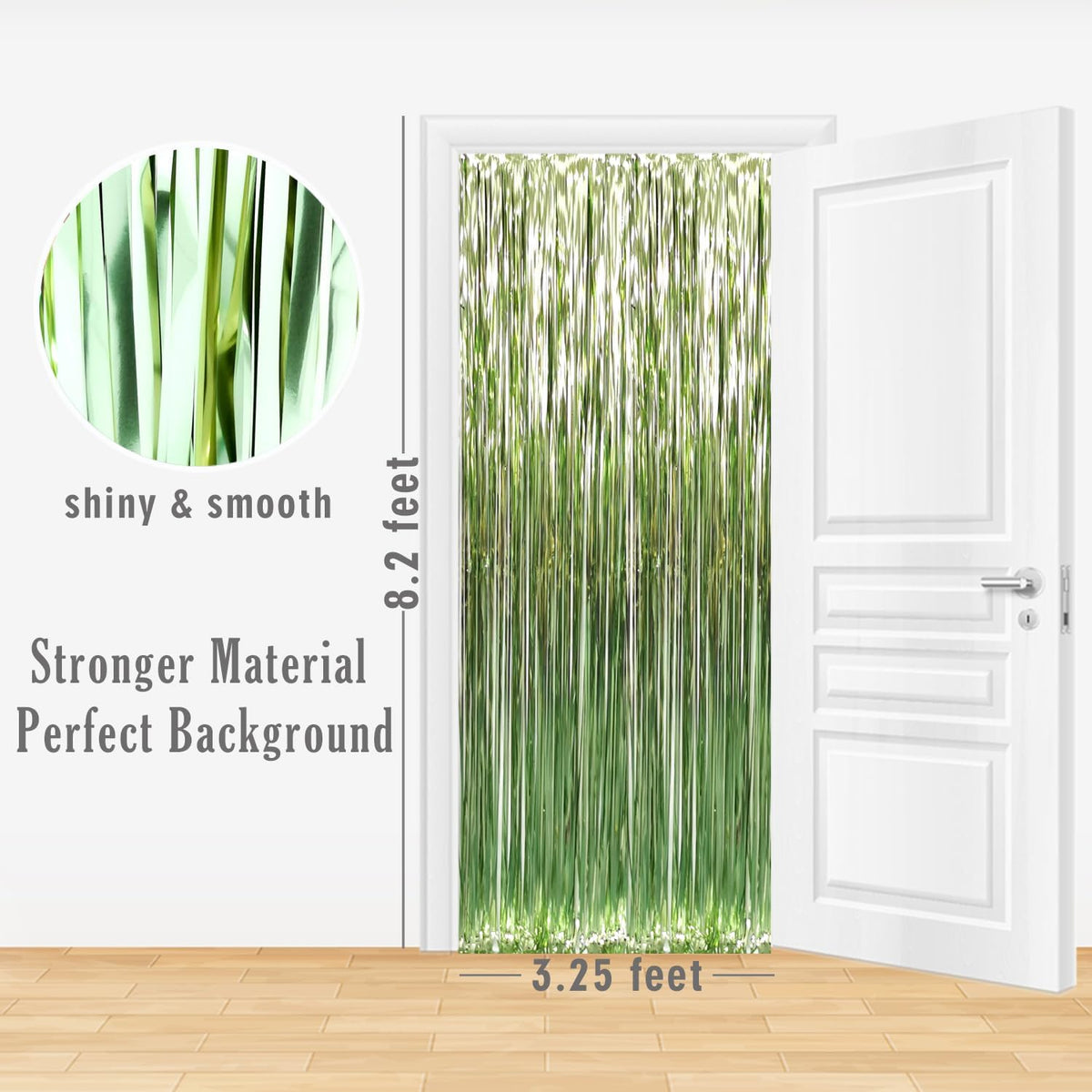 GOER 3.2 ft x 8.2 ft Metallic Tinsel Foil Fringe Curtains,Pack of 2 Party Streamer Backdrop for