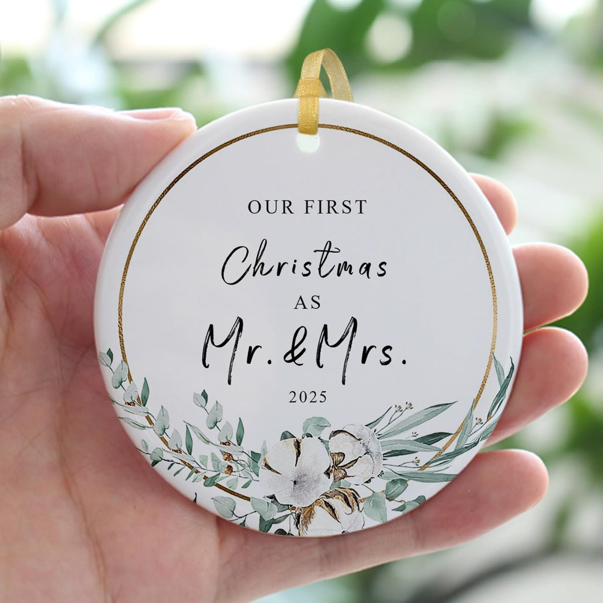 2025 First Christmas Married Ornament,First Year as Mr and Mrs Christmas Hanging Ornament Wedding