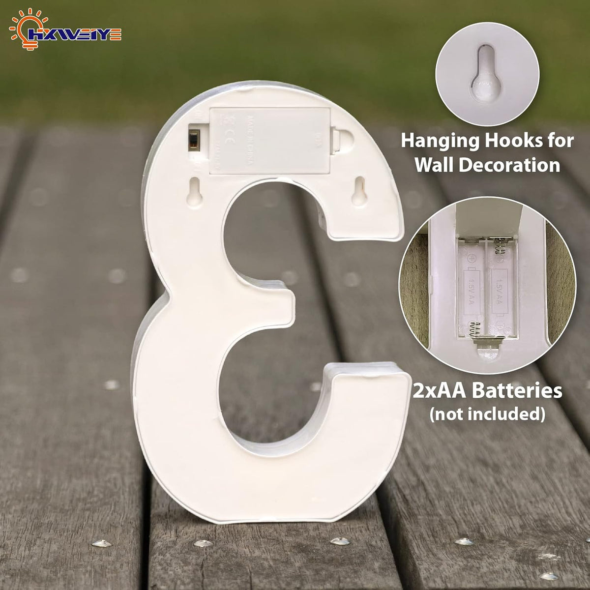 HXWEIYE Light Up Numbers-3, LED Marquee Number Lights Sign 26 Alphabet and 10 Number for Party Bar