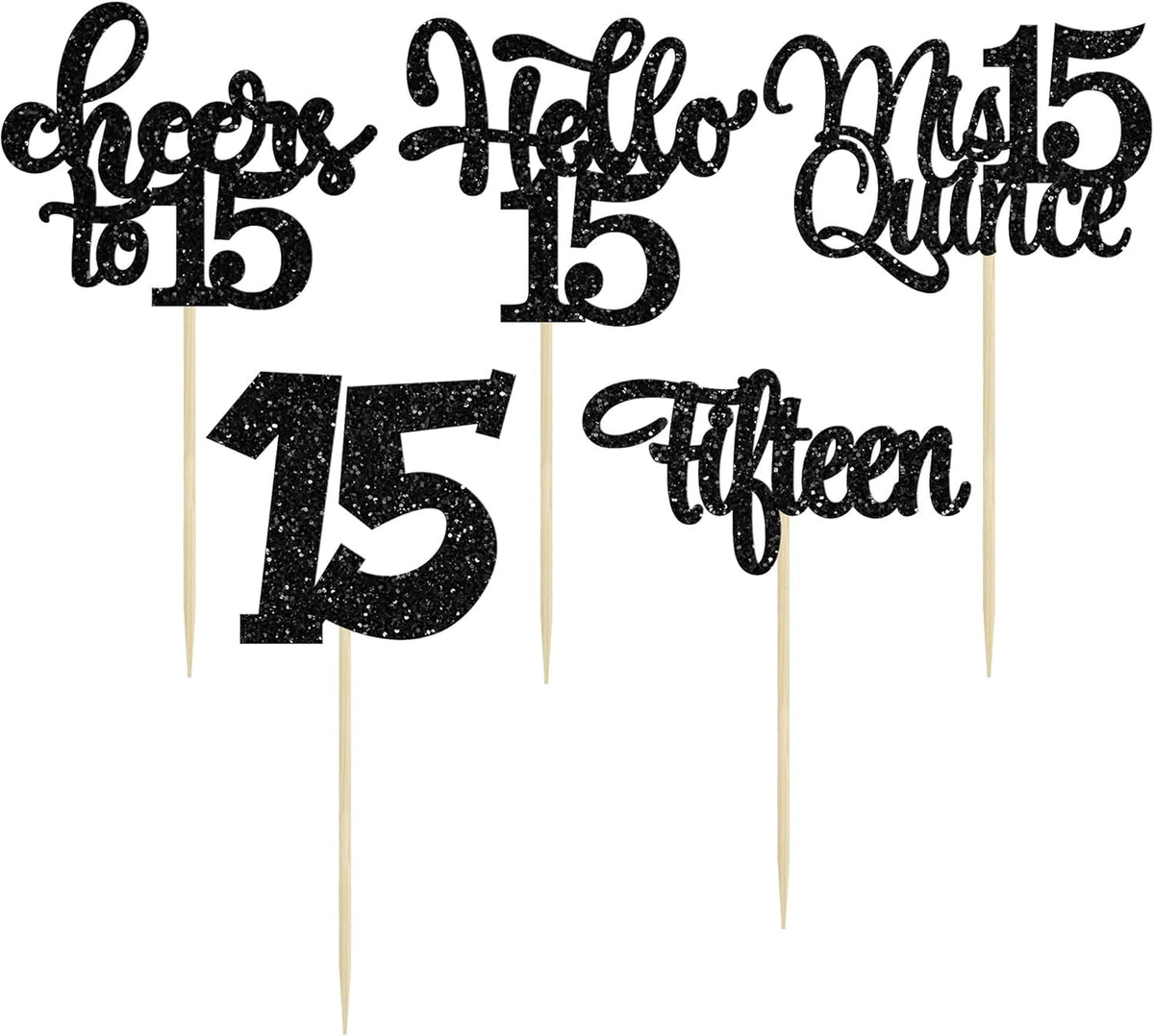 30Pcs 15th Birthday Cupcake Toppers Fifteen Cupcake Picks Cheers to 15 Years Old Mis Quince 15 Cake