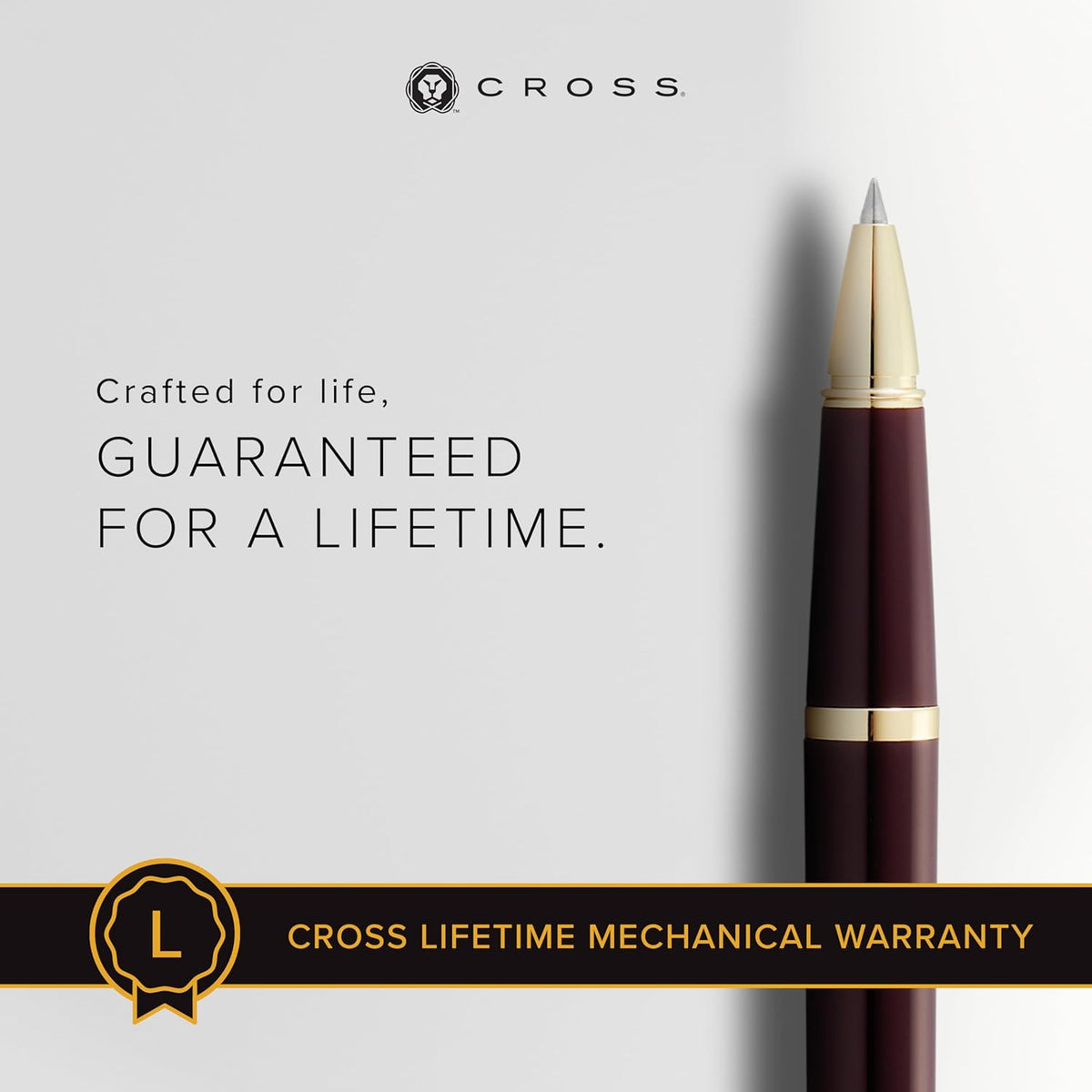 Cross Bailey Light Refillable Rollerball Pen Presented in a Everyday Gift Box - Medium Point, Black