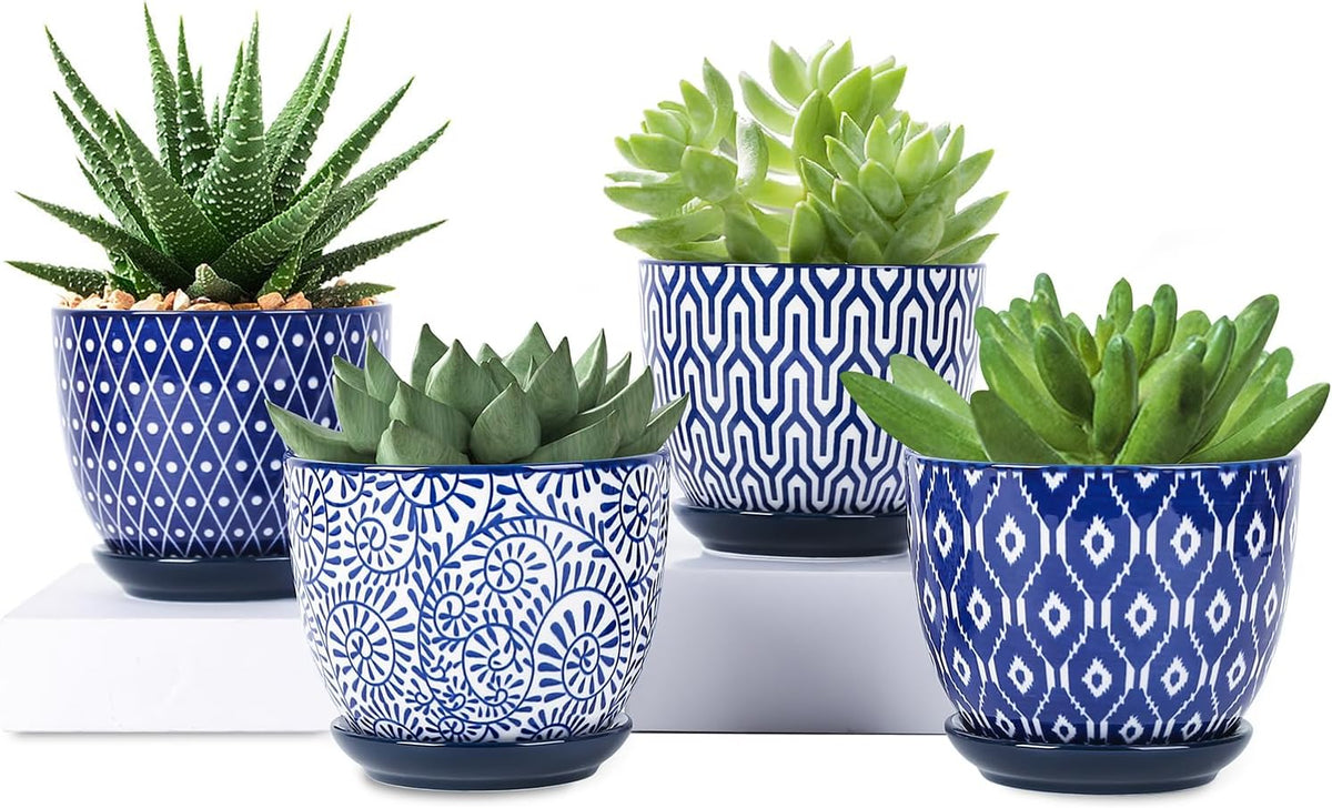 Selamica Ceramic Plant Pots, 4.6 Inch Flower Pots for Indoor Plants, Succulent Pots with Drainage