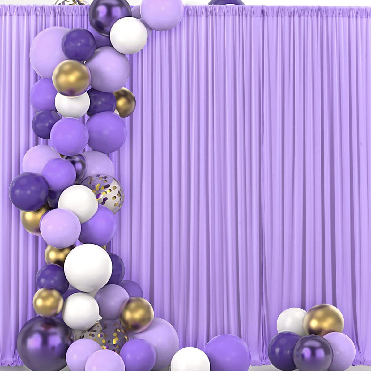 40 ft x 10 ft Wrinkle Free Lavender Backdrop Curtain for Parties, Polyester Light Purple Photo