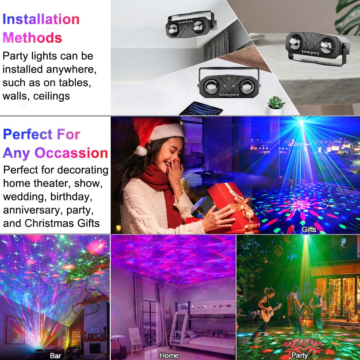 Disco Ball Light,Party Disco Dj Strobe Ocean Star Projector Dance Light Sound Activated with Remote