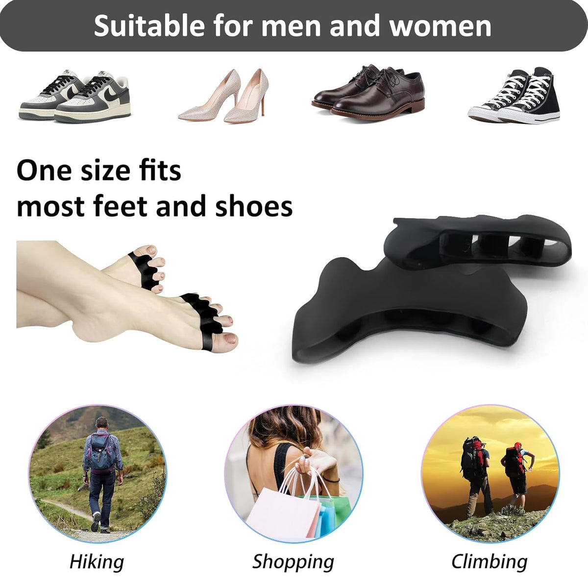 SUNFATT Toe Spacers for Men ang Women,Toe Separators for Women,Relieves Overlapping Toes,Bunions