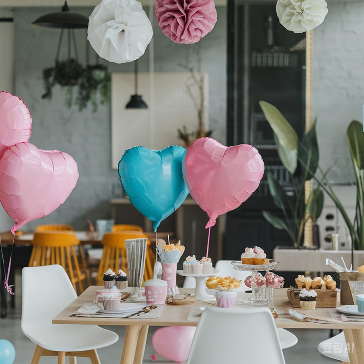 Pink Blue Heart Balloons, 18 Inch Baby Pink and Blue Heart Shape Balloon, 12PCS Large Light Blue