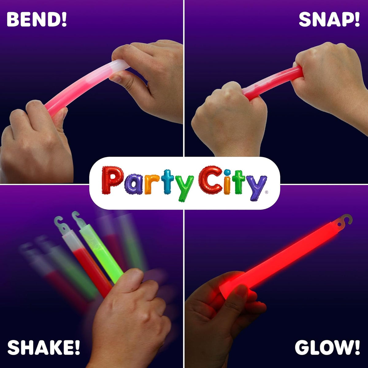 Party City Multicolor Glow Sticks Bulk Pack 6”- 12pk Glow in the Dark Sticks for Kids, Waterproof