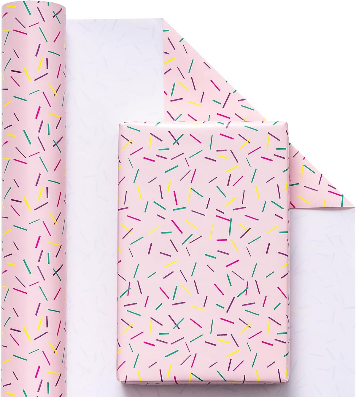 WRAPAHOLIC Wrapping Paper Roll - Mini Roll - 17 Inch x 33 Feet - Colorful Line Segment Print Design