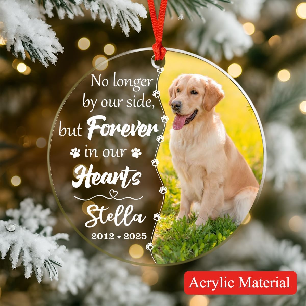 Personalized Dog Memorial Glass Ornaments, Pet Sympathy Gifts, Pet Remembrance Ornaments, Loss of