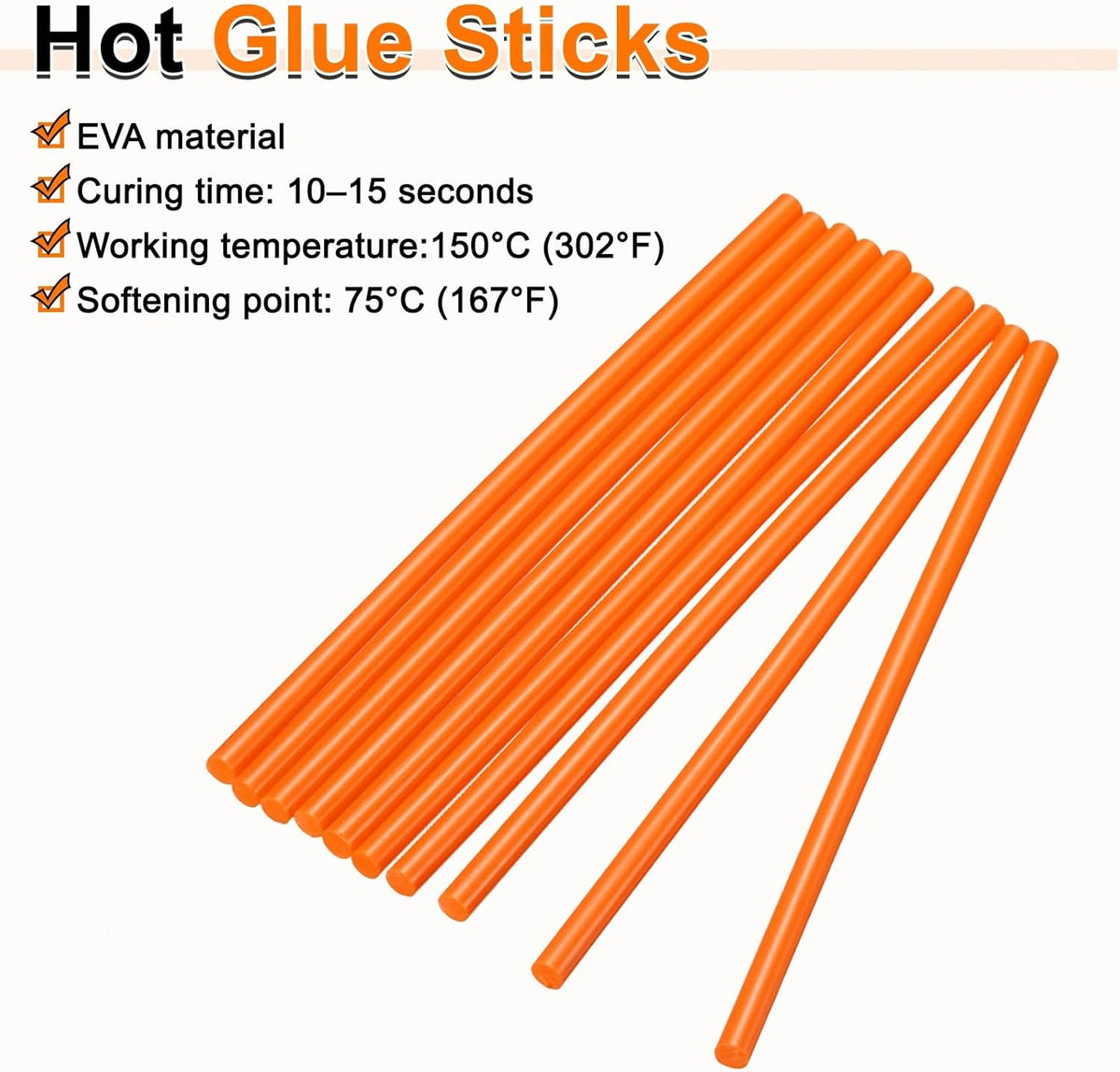 HARFINGTON 10pcs Hot Glue Sticks 0.28" Dia x 11.81" Long EVA Mini Hot Melt Adhesive Glue Stick for