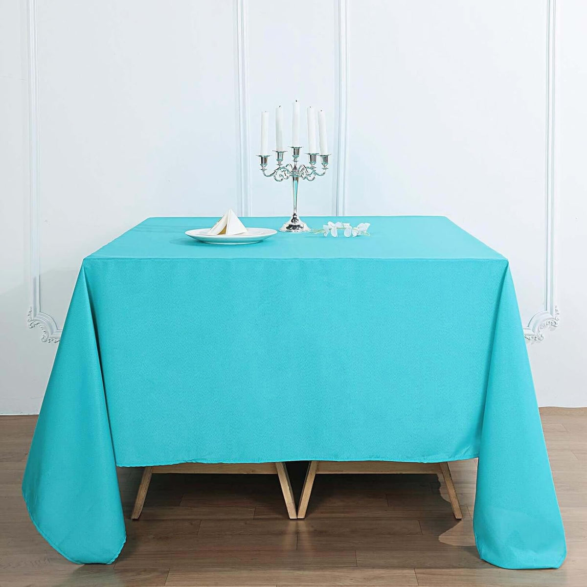 Efavormart 90" Turquoise Wholesale Linens Polyester Square Linen Tablecloth for Kitchen Dining