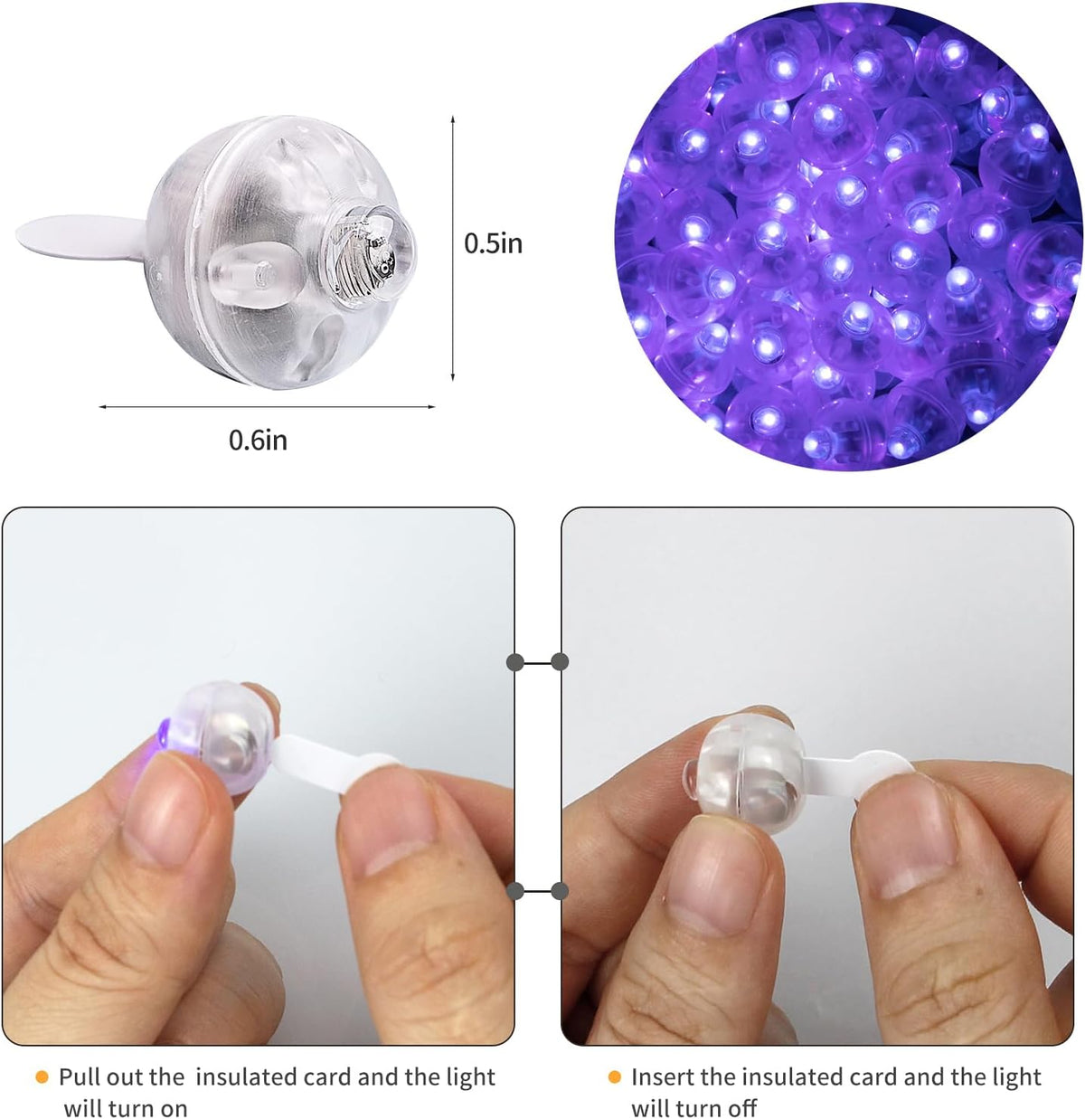Aogist 50Pcs Balloon Lights with Hook,Long Standby Time,Waterproof Mini Light for Birthday Party