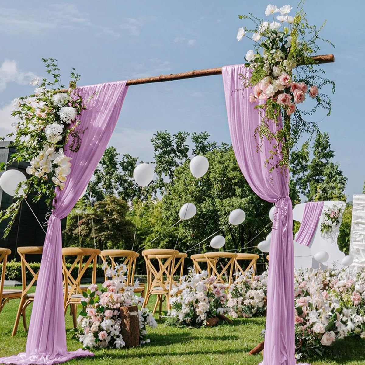 Lilac Purple Wedding Arch Draping Fabric 2 Panels 29" x 20 FT Wedding Drapes for Backdrop Sheer