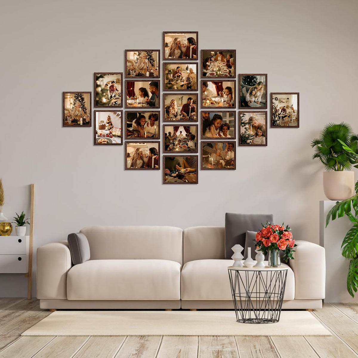 PETAFLOP Wooden Bulk 8x10 Picture Frame Set of 18, Rustic Brown Photo Frames Fits 8 by 10 for Wall