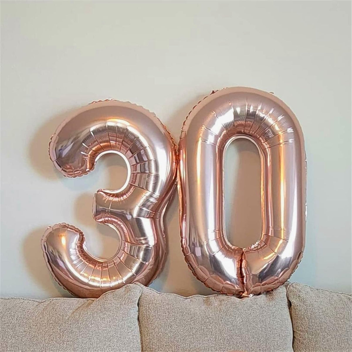 Rose Gold Number 3 Balloon for Girls, 40 Inch Large Number 0-9 Foil Mylar Helium Digital Balloons