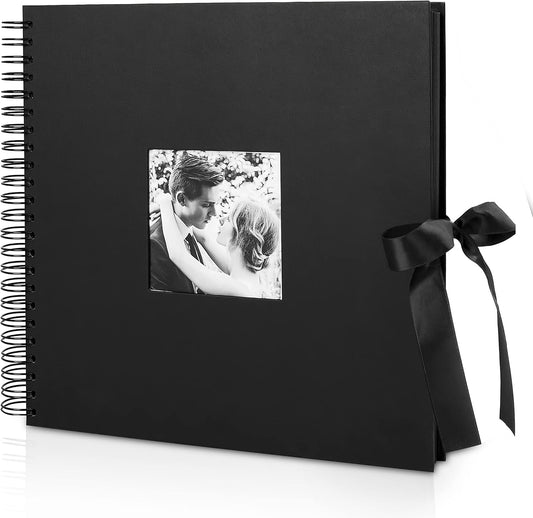 INNOCHEER Photo Album - Self Adhesive 80 Black Pages, Large Scrap Book Wedding Guest Book for DIY