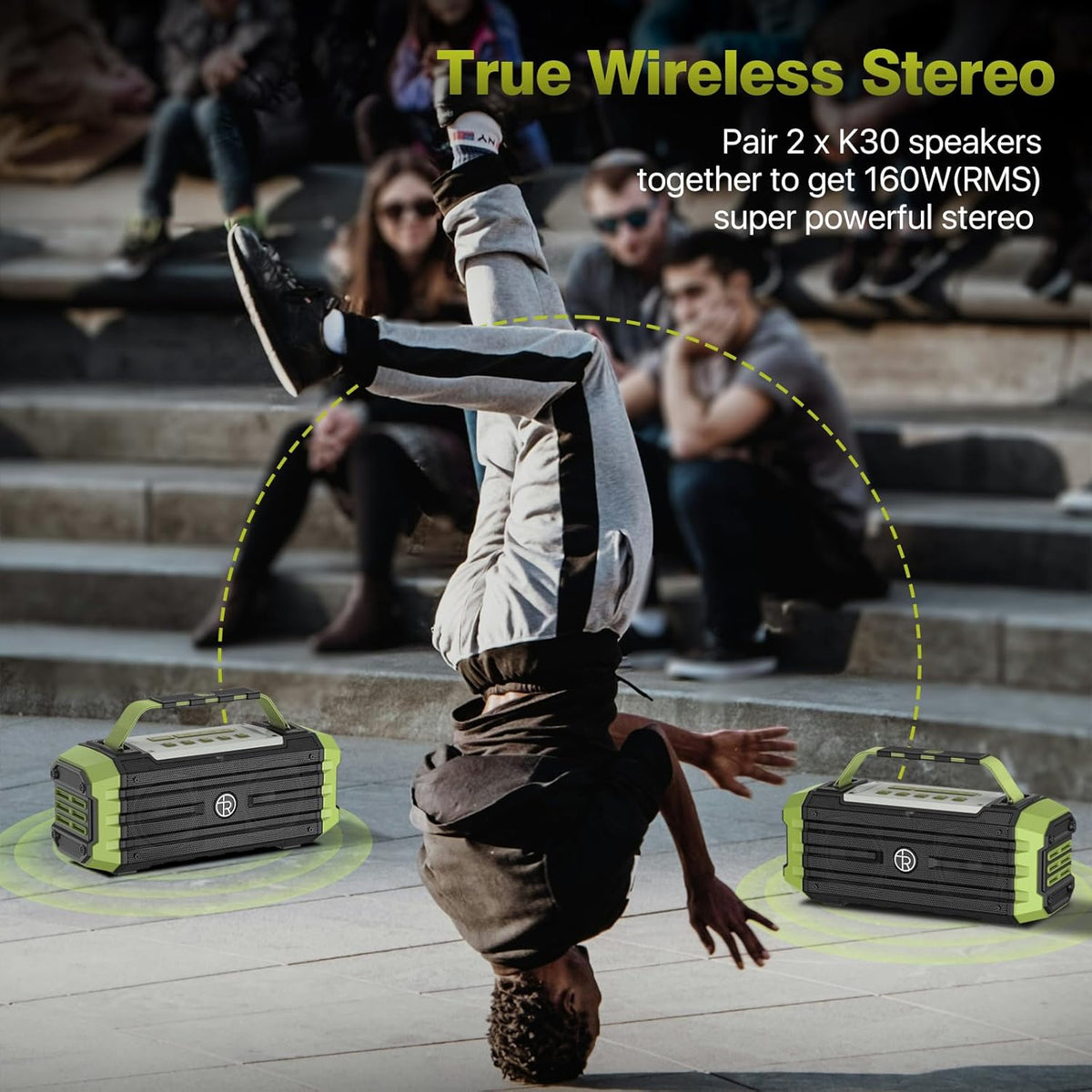 Portable Bluetooth Speaker 120W Peak 80W Wireless Speakers, TWS Pairing, Deep Bass, Hi-Fi Loud