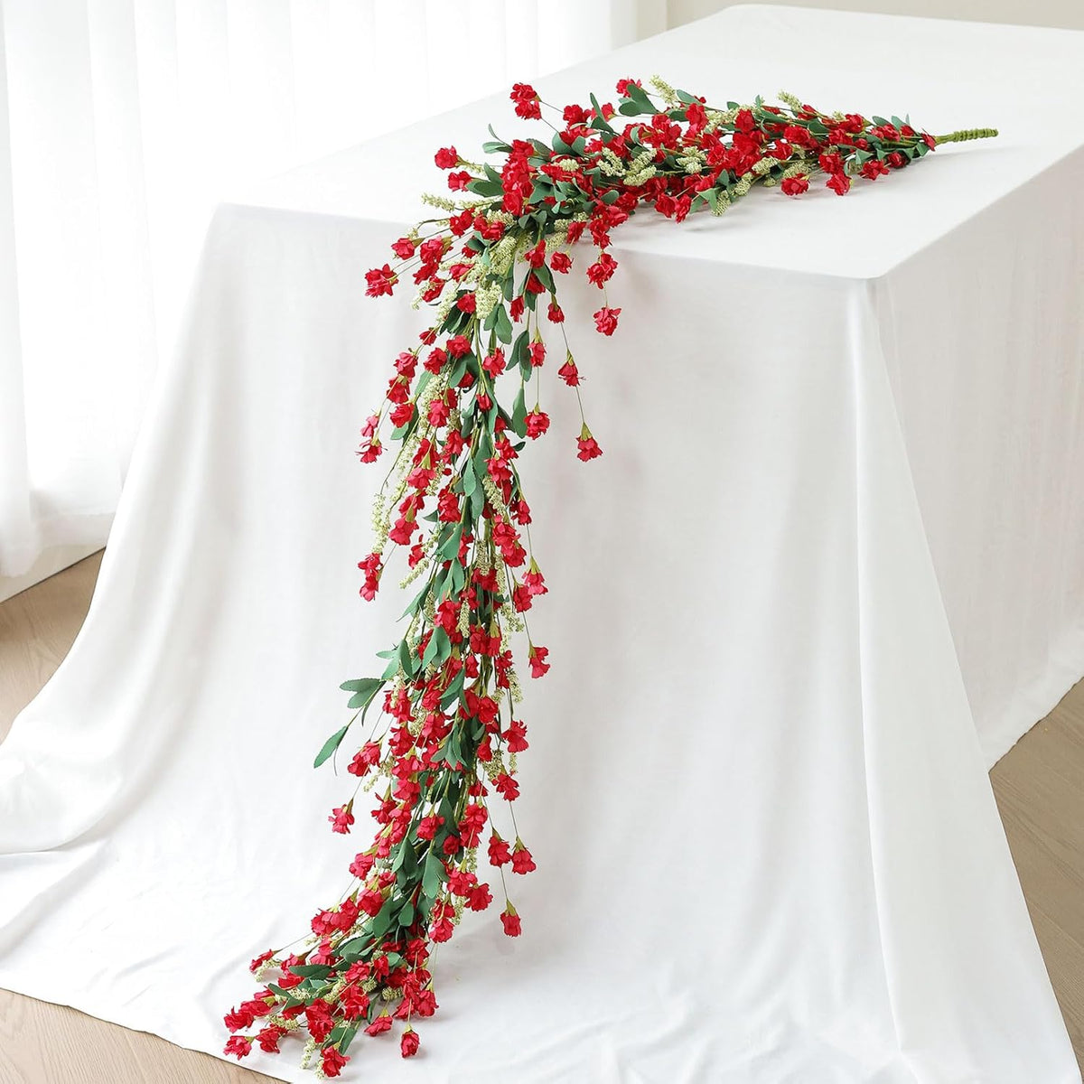 Mizii Burgundy Artificial Flower Garland 6FT Fake Wildflower Floral Garland Hanging Vines Spring