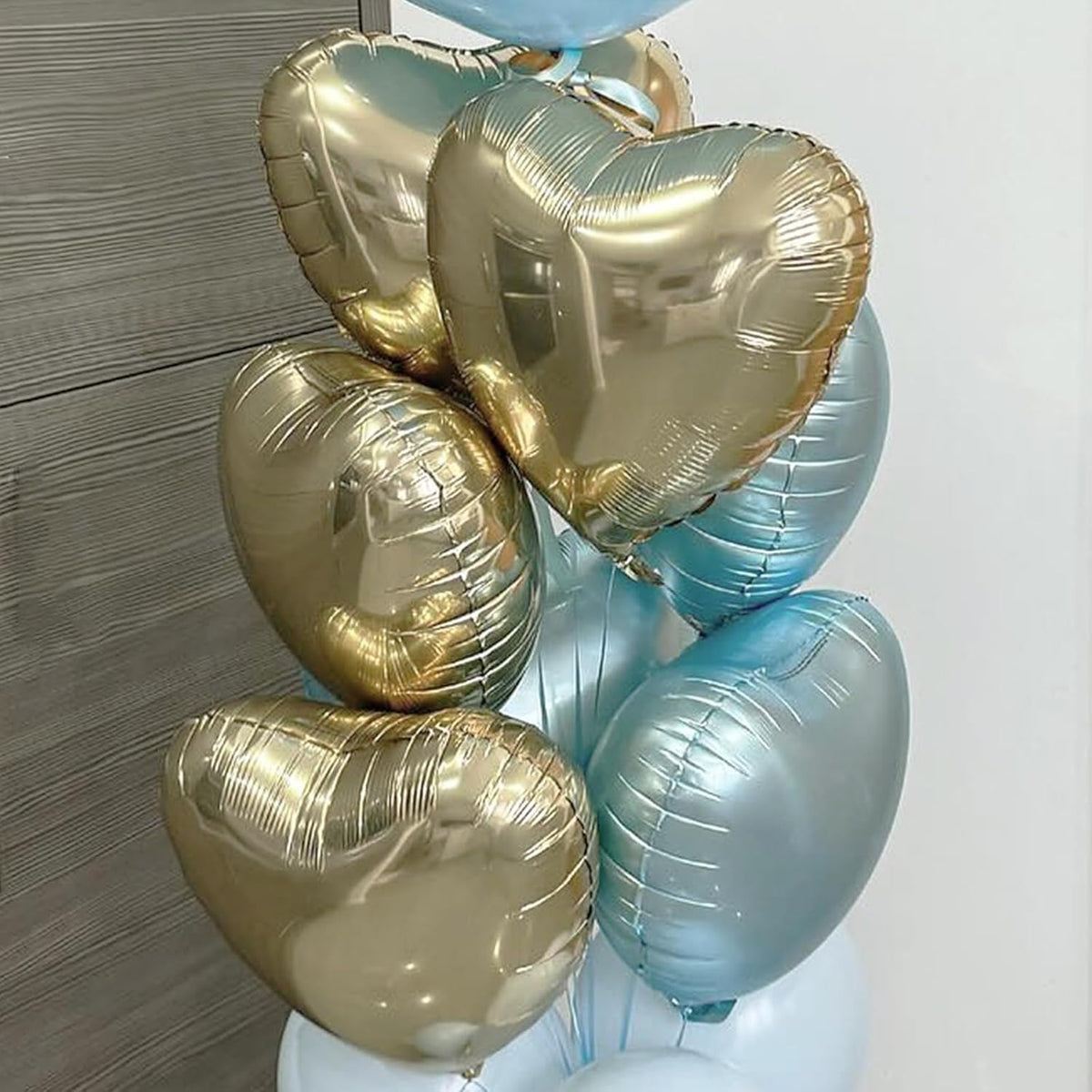 Baby Blue Heart Foil Balloons, 10PCS Light Blue Heart Shape Balloon, 18Inch Large Heart Polyester